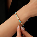 Gold Turquoise Enamel Geometric Cuff