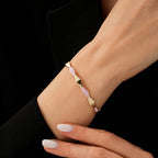 Gold Pink Enamel Geometric Cuff