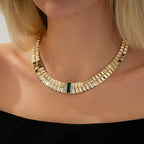 Gold Green Stone Prism Necklace