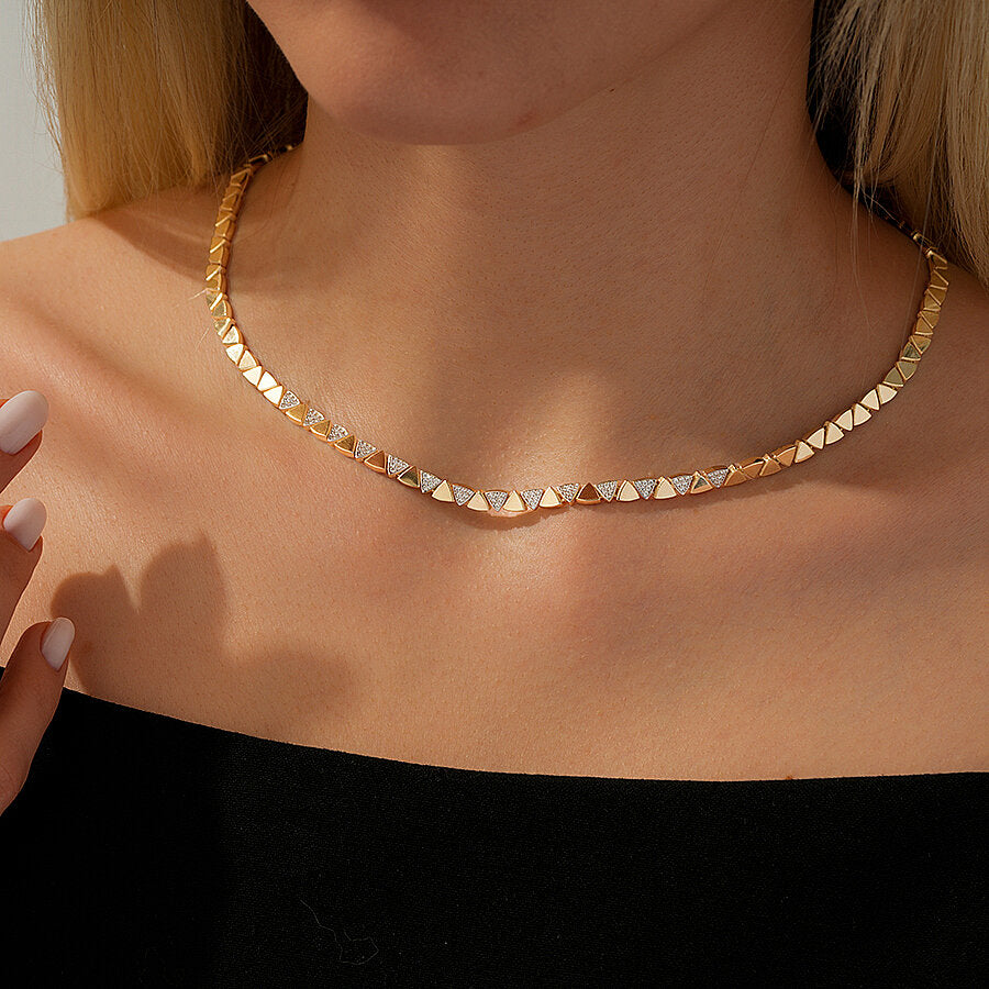 Gold Triangle Stone Trend Necklace
