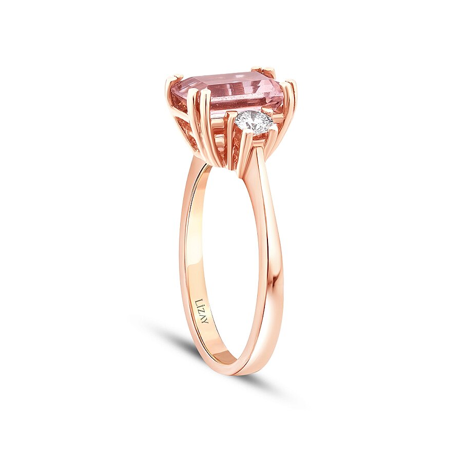 2,30 Carat Diamond Morganite Square Ring