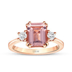 2,30 Carat Diamond Morganite Square Ring