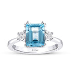 2,85 Carat Diamond Blue Topaz Square Ring
