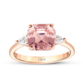 2,63 Carat Diamond Morganit Square Ring