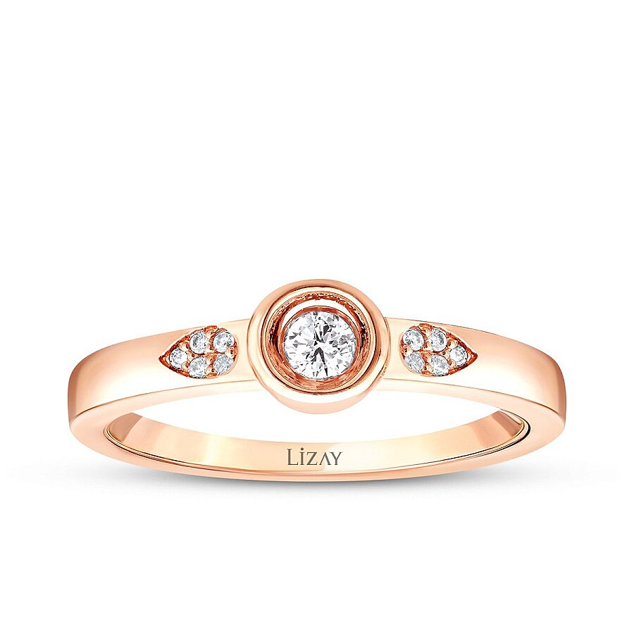 0,12 Carat Diamond Stone Detailed Solitaire Ring