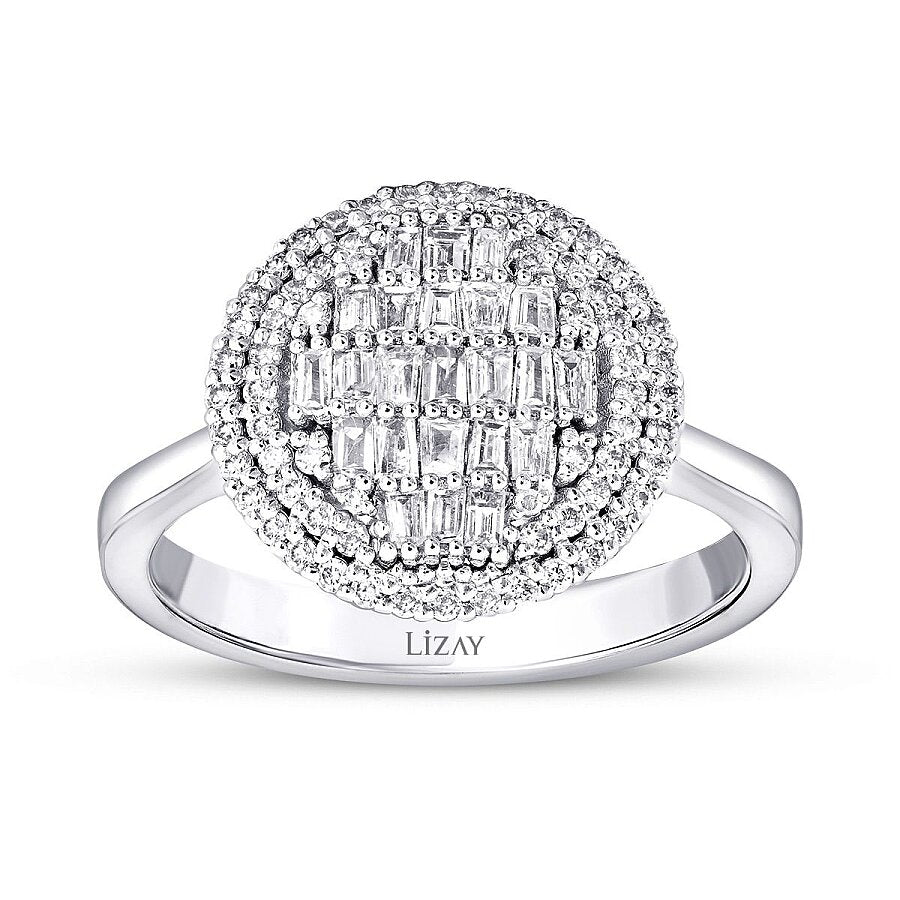 0,50 Carat Diamond Baguette Stone Round Ring