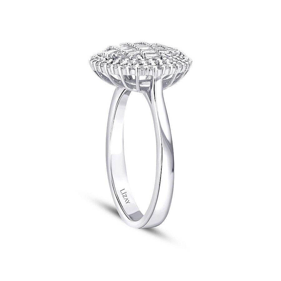 0,50 Carat Diamond Baguette Stone Round Ring