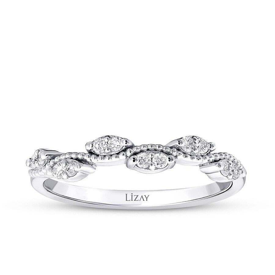 0,14 Carat Diamond Wave Detailed Trend Ring
