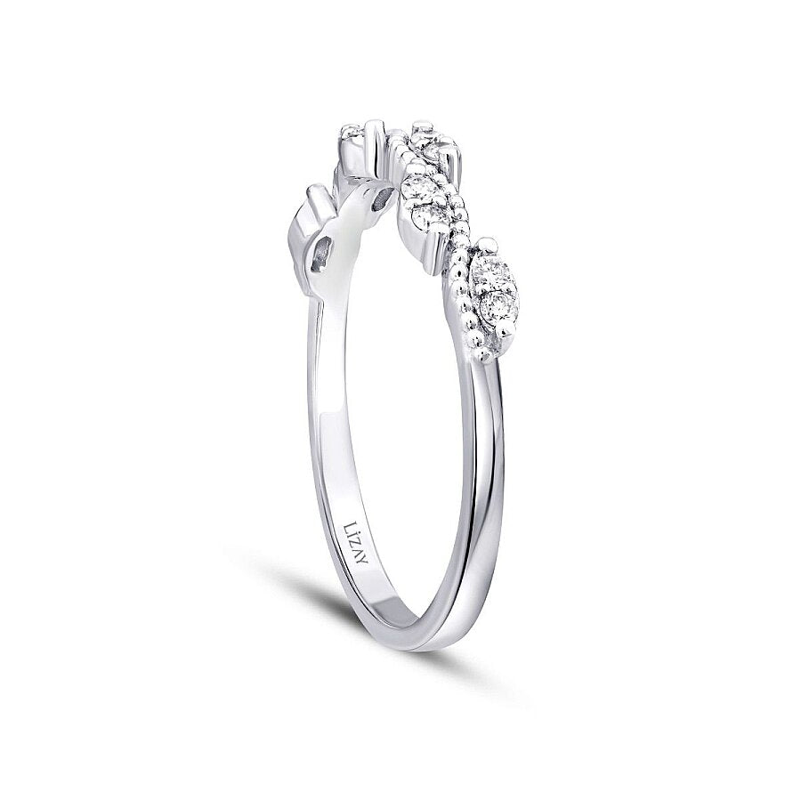 0,14 Carat Diamond Wave Detailed Trend Ring