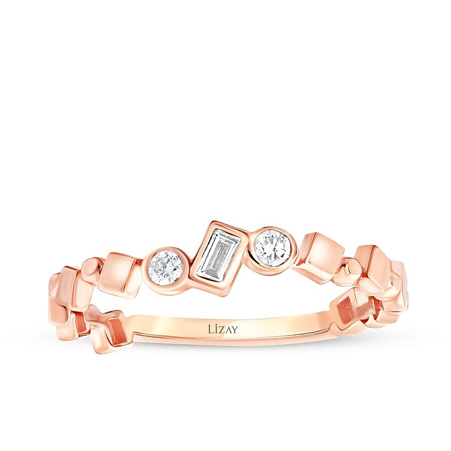 0,11 Carat Diamond Baguette Stone Asymmetric Ring