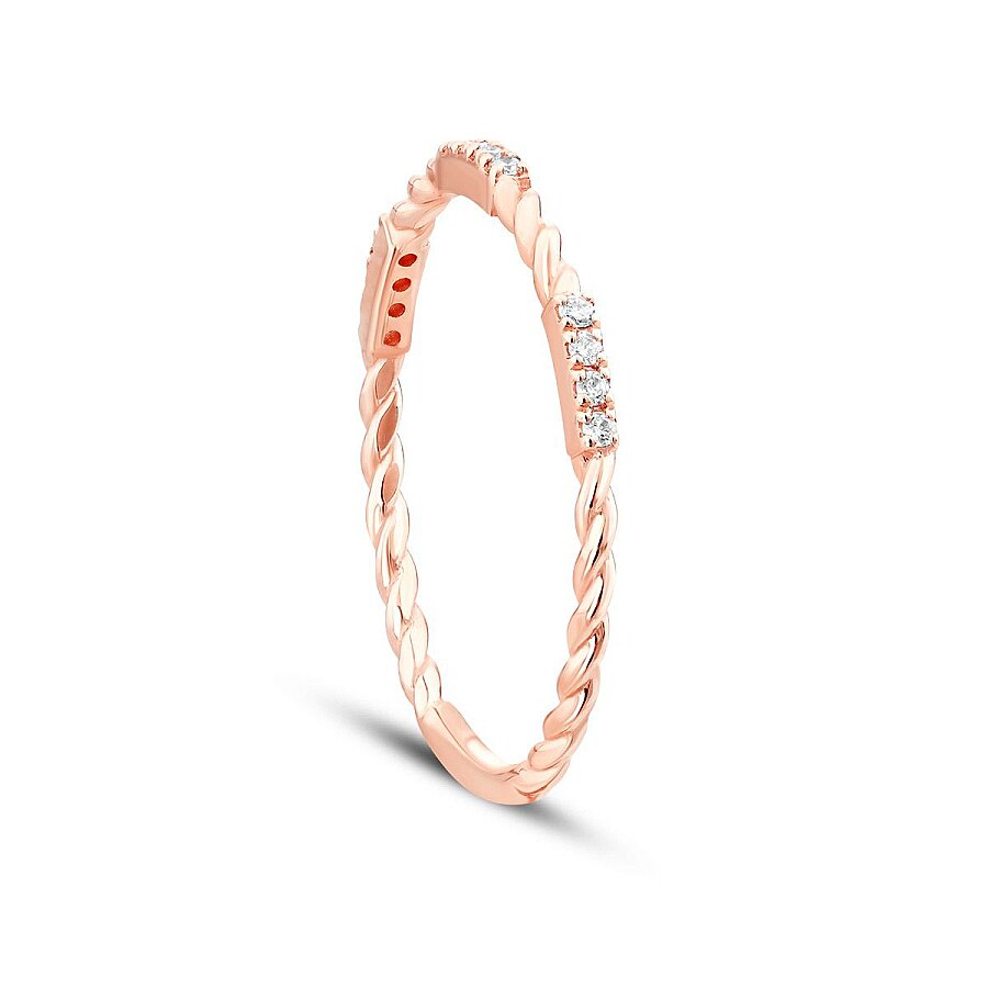 0,07 Carat Diamond Twisted Detailed Ring