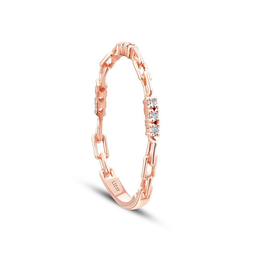 0,07 Carat Diamond Chain Detailed Ring