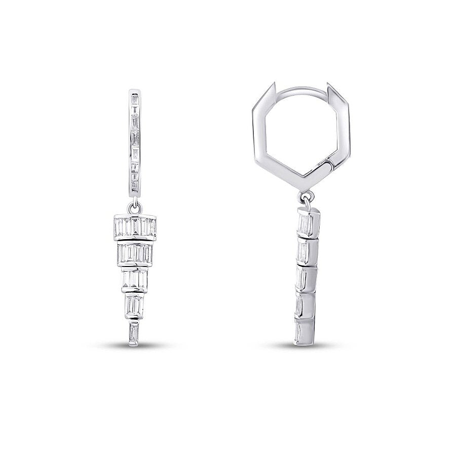0,83 Carat Diamond Baguette Stone Dangle Earring
