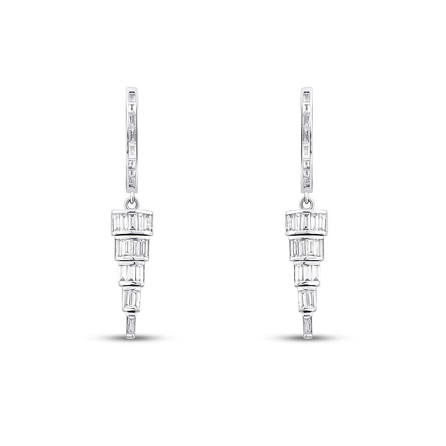 0,83 Carat Diamond Baguette Stone Dangle Earring