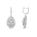 3,72 Carat Diamond Baguette Stone Pear Earring