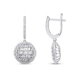 1,12 Carat Diamond Baguette Stone Round Earring