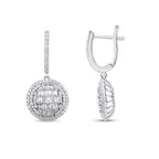 1,12 Carat Diamond Baguette Stone Round Earring