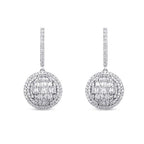 1,12 Carat Diamond Baguette Stone Round Earring