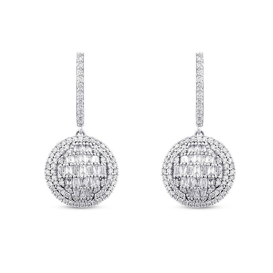 1,12 Carat Diamond Baguette Stone Round Earring