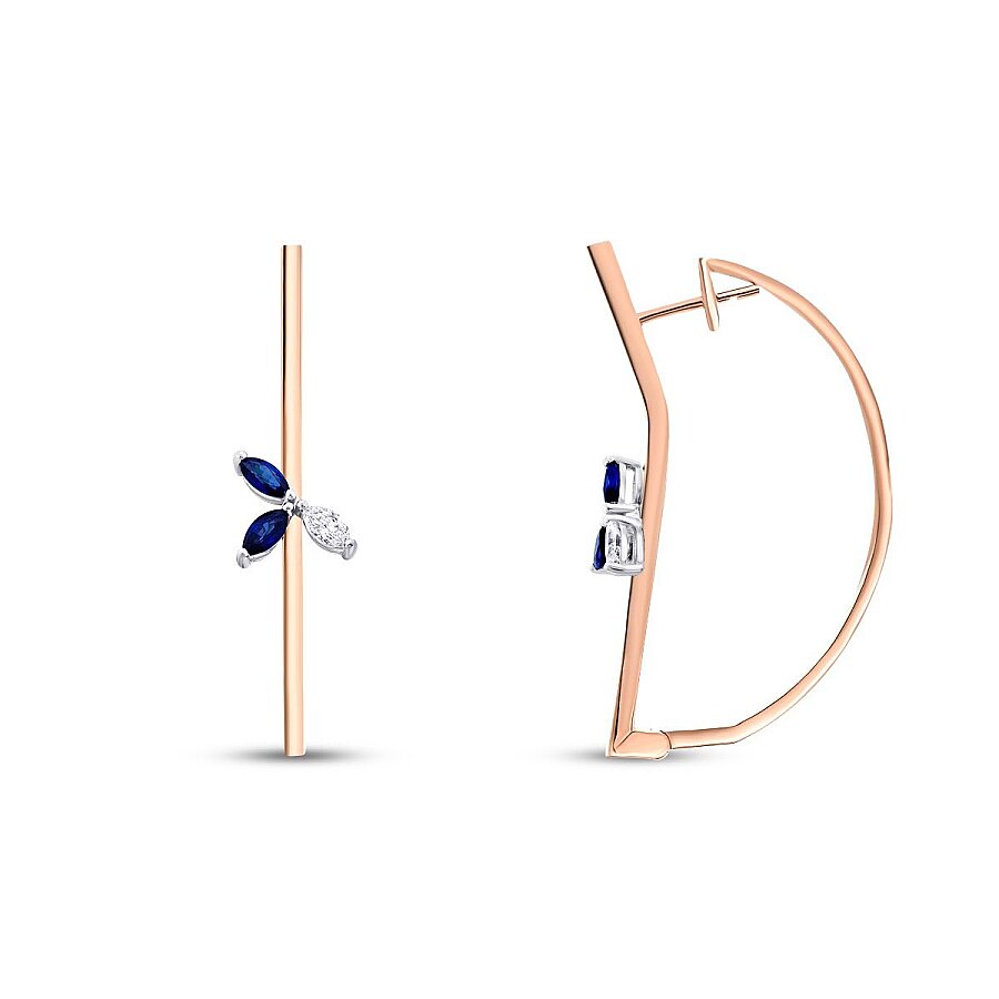0,64 Carat Diamond Geometric Sapphire Earring