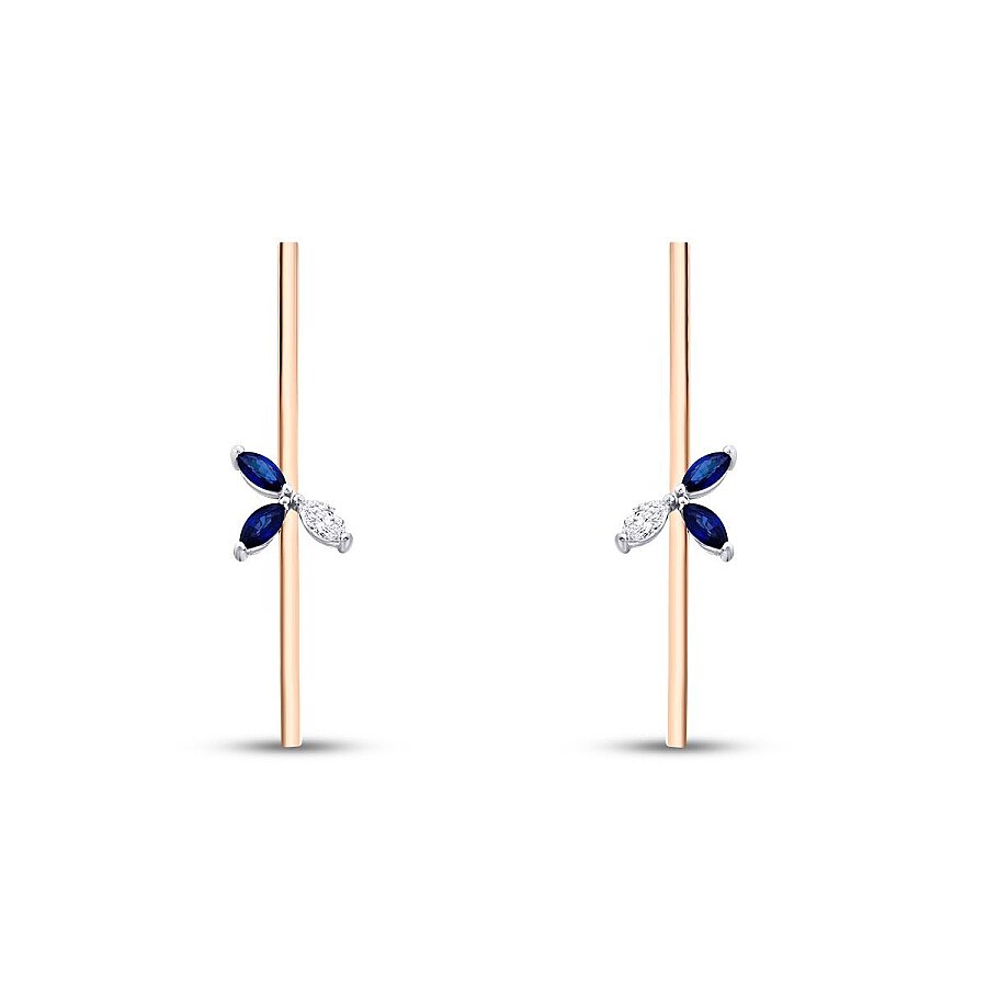0,64 Carat Diamond Geometric Sapphire Earring