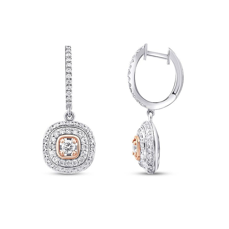 1,09 Carat Diamond Two-Toned Earring