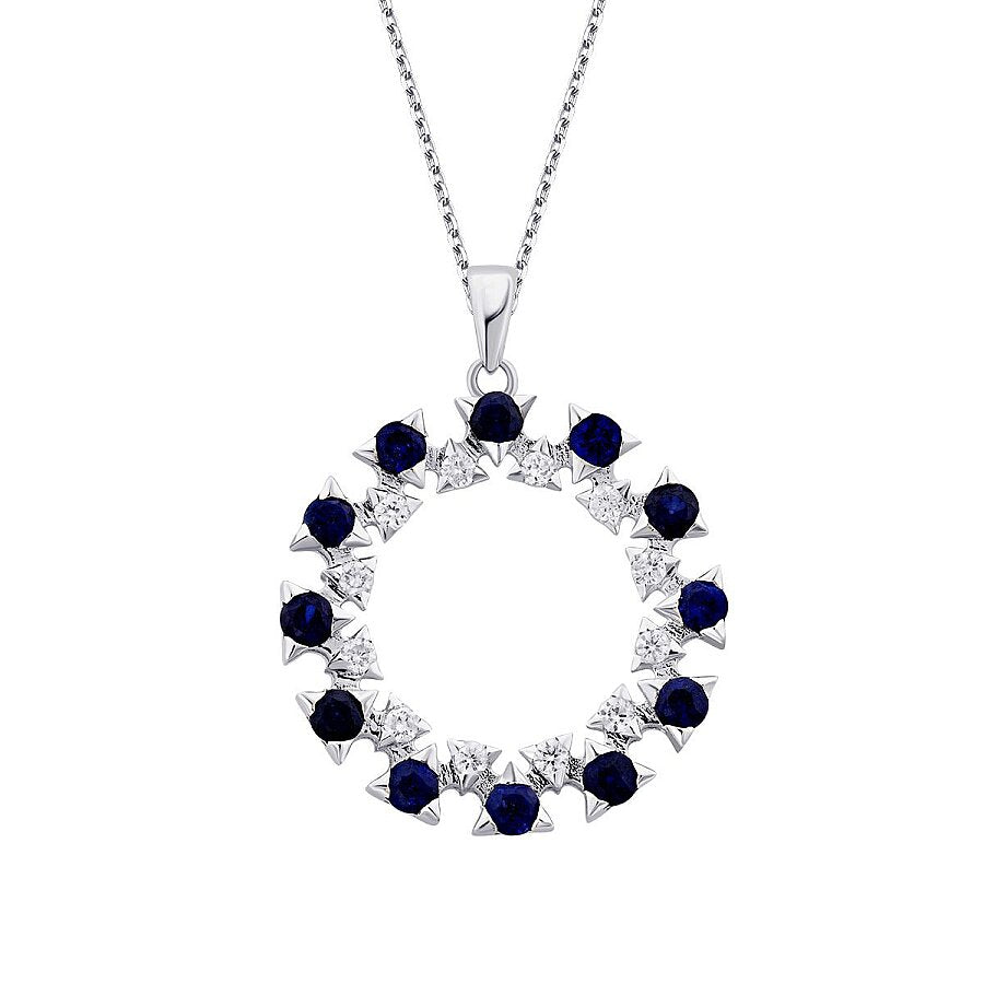 2,07 Carat Diamond Round Sapphire Trend Necklace