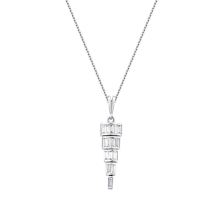 0,32 Carat Diamond Baguette Stone Dangle Necklace