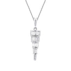 0,32 Carat Diamond Baguette Stone Dangle Necklace