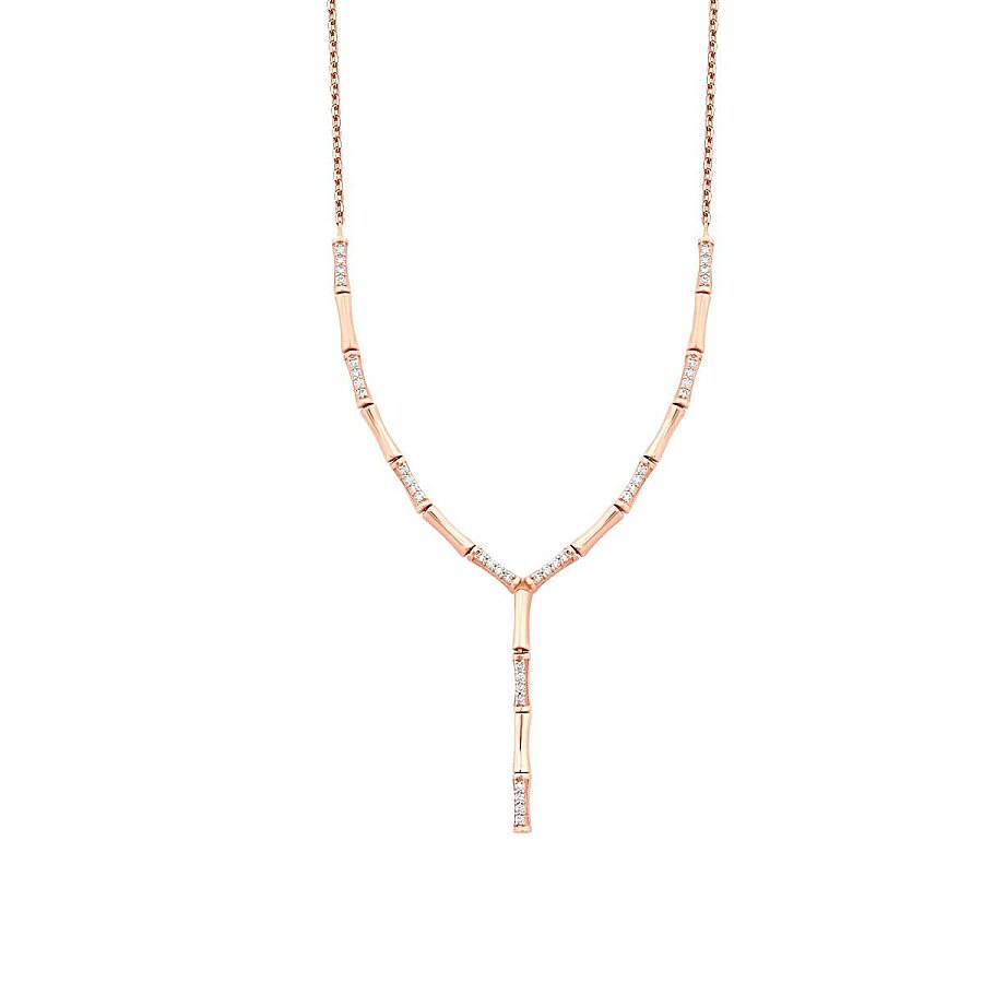 0,37 Carat Diamond Long Dangle Stone Trend Necklace