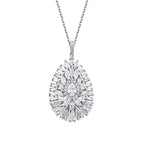 2,40 Carat Diamond Baguette Stone Pear Necklace