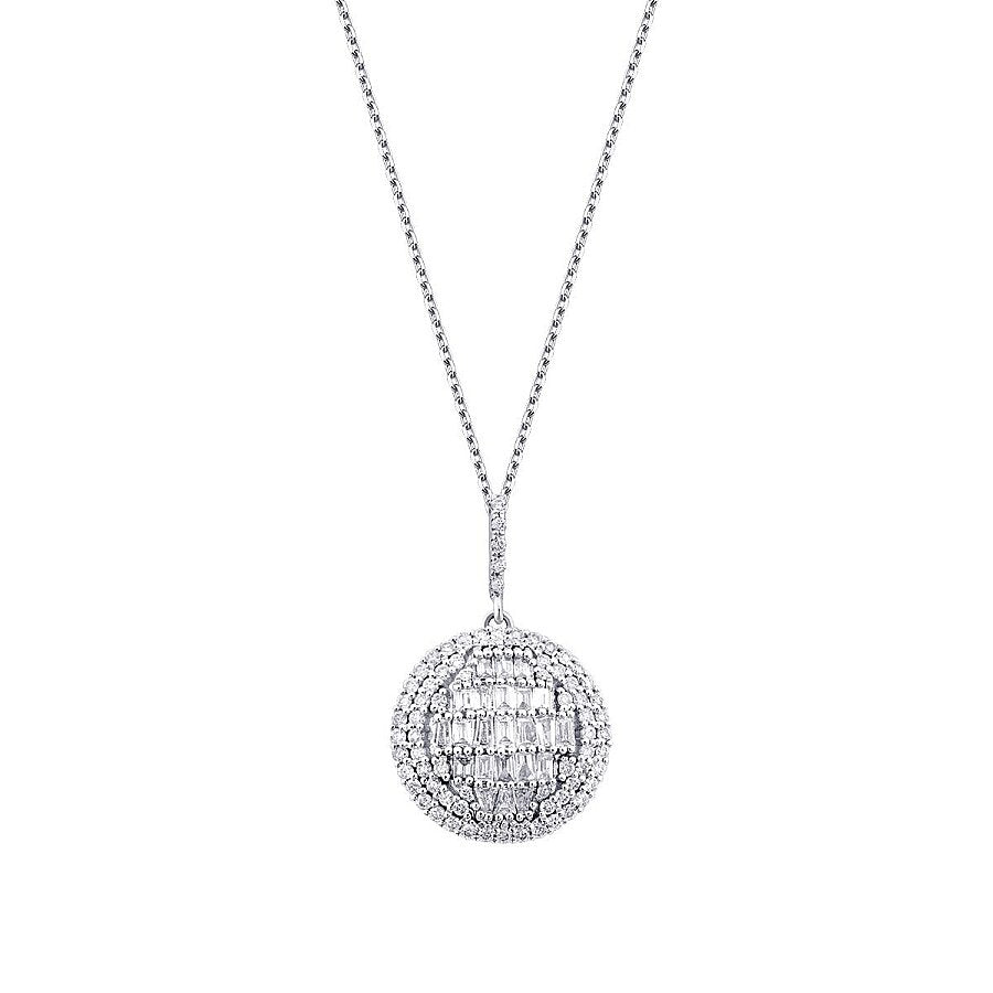 0,51 Carat Diamond Baguette Stone Round Necklace