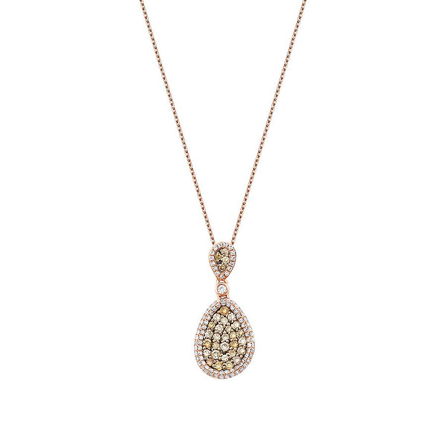 0,74 Carat Diamond Round Stone Pear Necklace