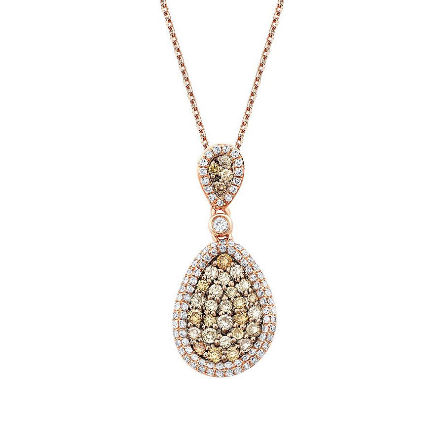 0,74 Carat Diamond Round Stone Pear Necklace