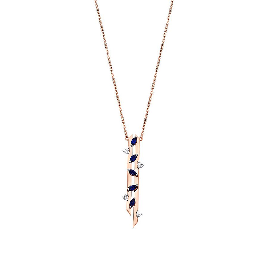 0,62 Carat Diamond Long Sapphire Necklace