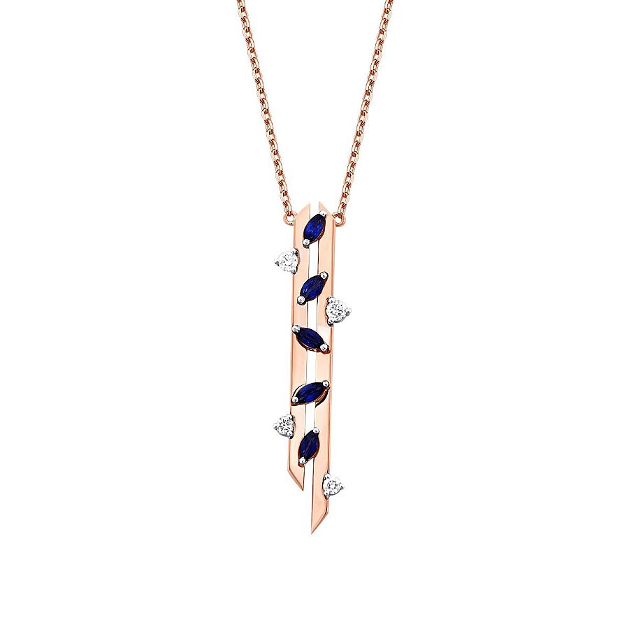 0,62 Carat Diamond Long Sapphire Necklace
