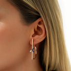 0,64 Carat Diamond Geometric Sapphire Earring