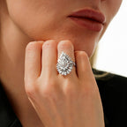 1,91 Carat Diamond Baguette Stone Pear Ring