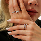 0,14 Carat Diamond Wave Detailed Trend Ring