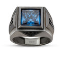 Gold Blue Onyx Black Men's Ring