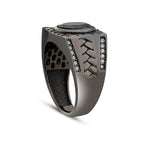 Gold Onyx Stone Woven Black Men's Ring