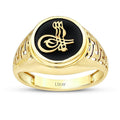 Gold Onyx with Ottoman Seal Men's Ring