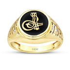 Gold Onyx with Ottoman Seal Men's Ring