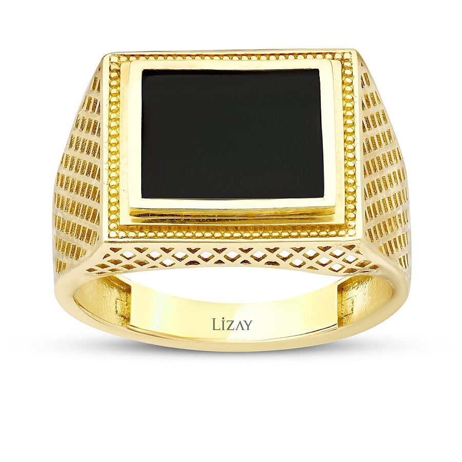 Gold Onyx Rectangular Ring