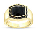 Gold Stone Black Men's Ring