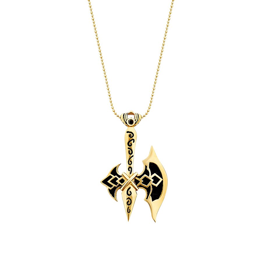 Gold Onyx Stone Axe Men's Necklace