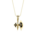 Gold Onyx Stone Axe Men's Necklace
