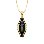 Gold Onyx Stone Sword Men's Necklace