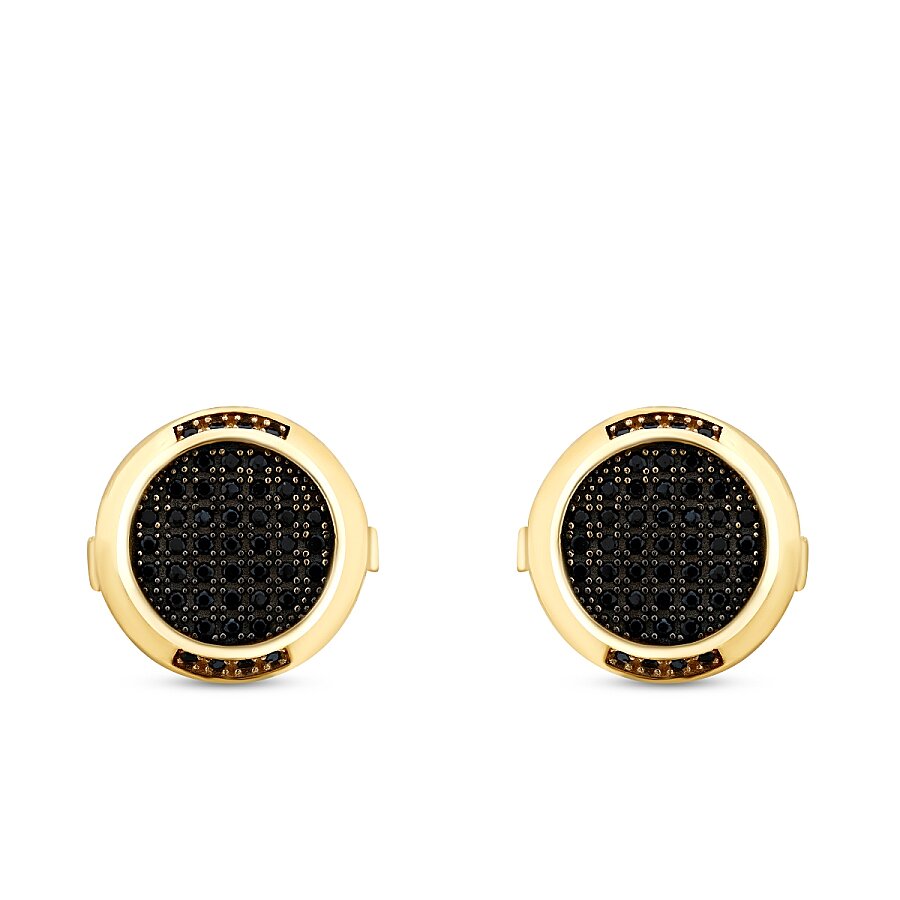 Gold Black Round Stone Cufflink