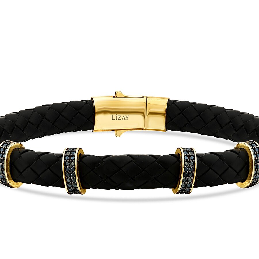 Gold Black Stone Detail Men's Bracelet